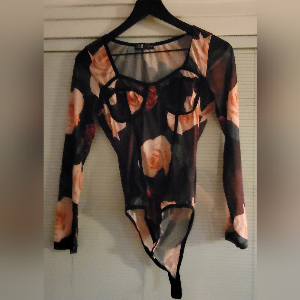 CBR Mesh Bodysuit with Rose accents- Medium